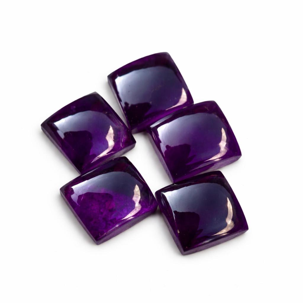 AAA Amethyst Square Cabochons Calibrated Gemstones, Natural Purple Amethyst Flat Back Stones for Jewelry Making