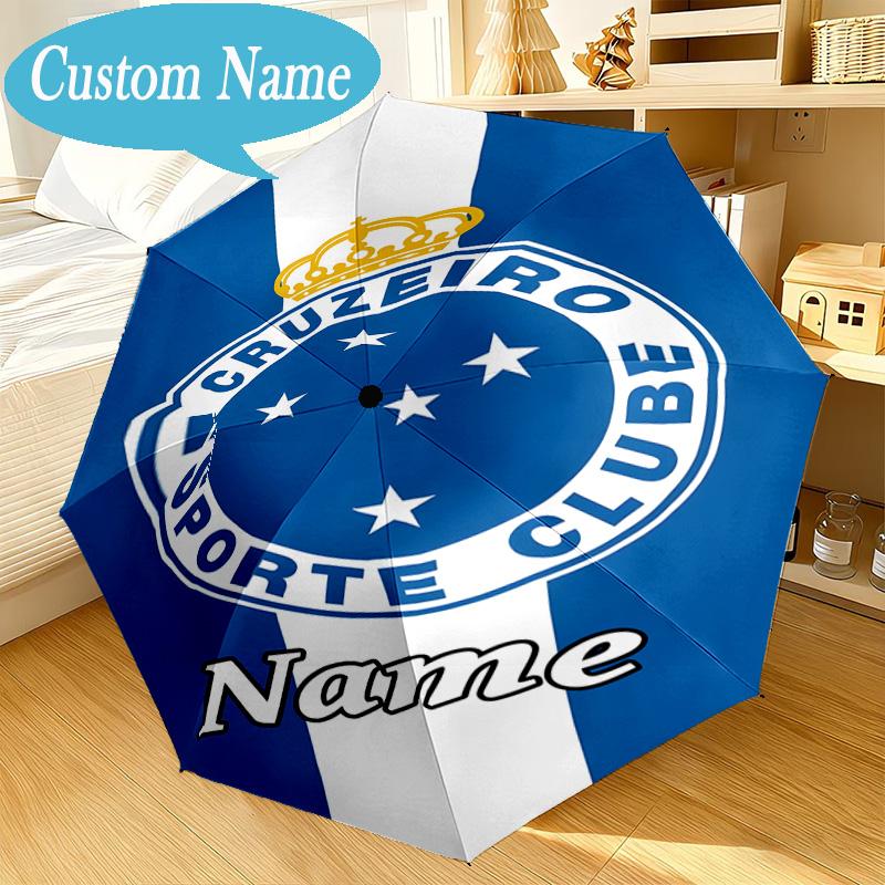 Custom Name Umbrella Cruzeiro FC Crest Umbrella 8-Frame for Travel, Camping, Casual Lightweight Portable, Essential for Family Gifts