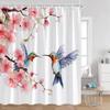 Rideaux de douche Colibri Aquarelle Florale Papillon Fleurs Épanouies Plantes Floraison Décor de Baignoire Printemps
