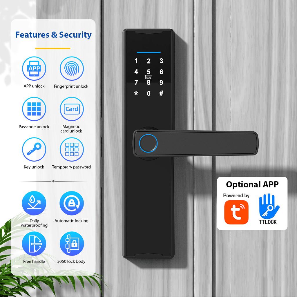 WiFi Smart Lock Keyless Entry     APPCelsiusFingerprintCelsiusPasswor elsiusCar elsiusMechanical Key 5 Unlocking Methods Touchscreen Alumin