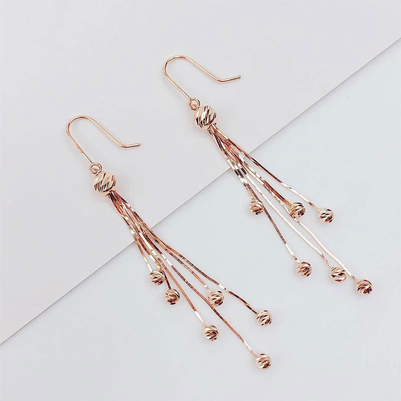 Изысканные русские фиолетово-золотые длинные серьги с бахромой в виде змеиной кости Модный дизайн с покрытием из розового золота Изысканные универсальные серьги