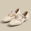 Mary Jane Single Shoes Women's Spring New Temperament Square Toe Shallow Mouth One Strap Soft Sole Flat Shoes