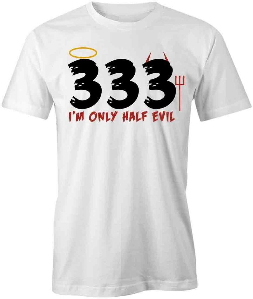 ONLY HALF EVIL TShirt Tee Short-Sleeved Cotton CLOTHING HALLOWEEN S1WCA209