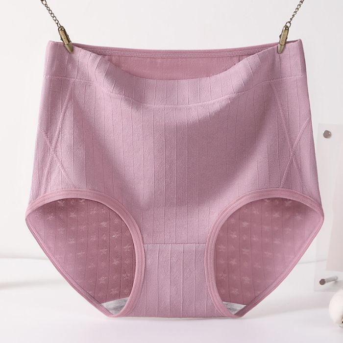 Женские Большие Размеры Жаккардовый Хлопок Высокая Эластичность Удобные Сухие Высокая Талия Треугольник на Животе Трусы M