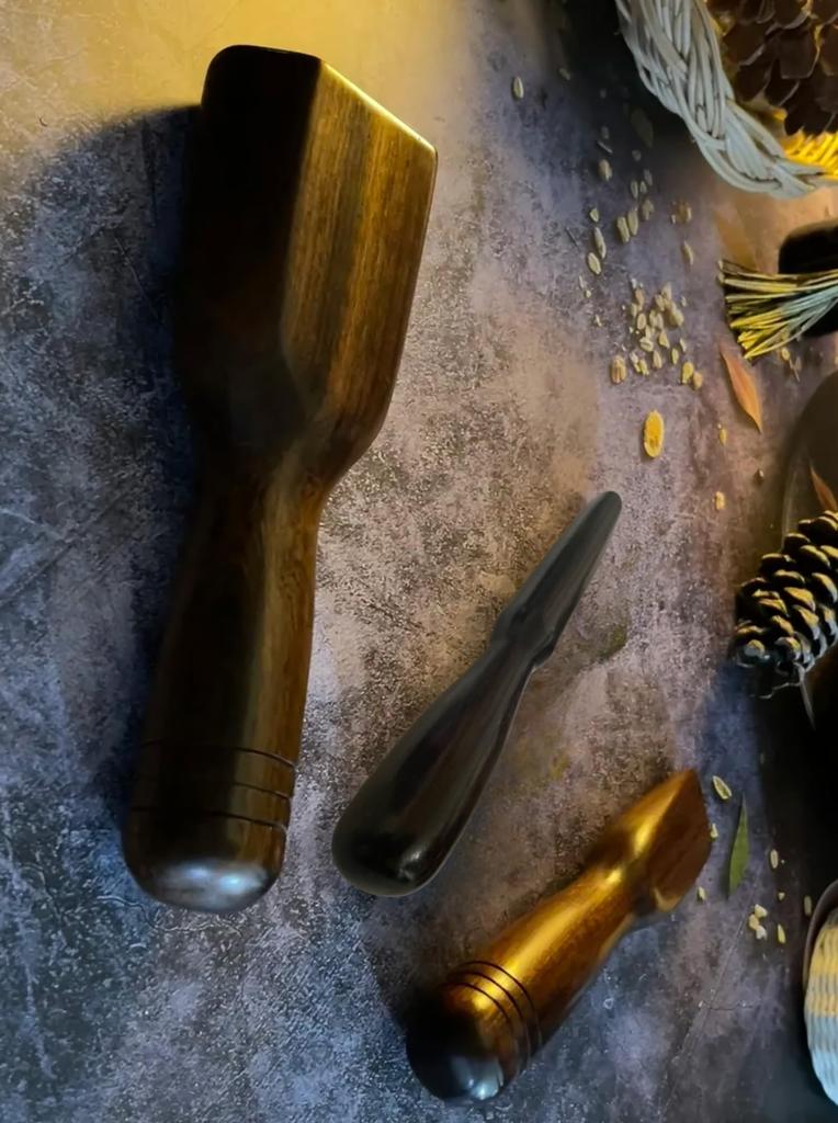 Bubu Ohana Tok Sen 3-Piece Set for Traditional Thai Massage: Khon, Lim, Mallet, and Stake (3 pieces)