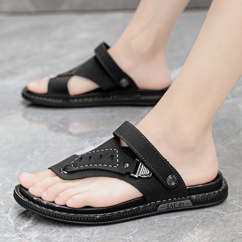 Fashion 2024 New Leather Boy Wading Shoes Male Outdoor Luxury Sandals Big Size 38-46 Summer Cool Men Sandals Casual Designer Beach Shoes