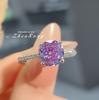 Exquisite Rose Flower Cut Purple Cubic Zirconia Pendant Necklaces Stud Earrings copper Color Rings Zircon Sets For Women