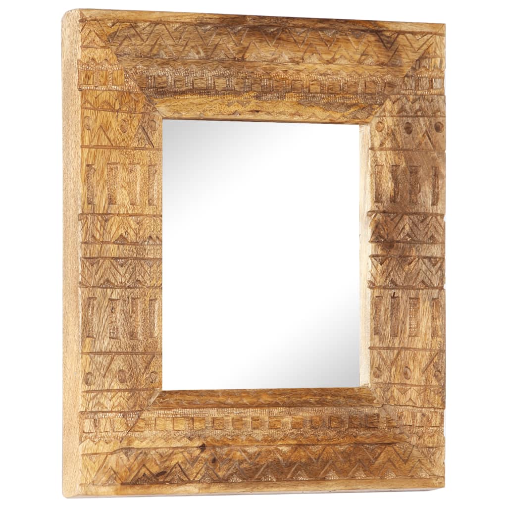 Hand Carved Mirror 50x50x2.5 cm Solid Mango Wood