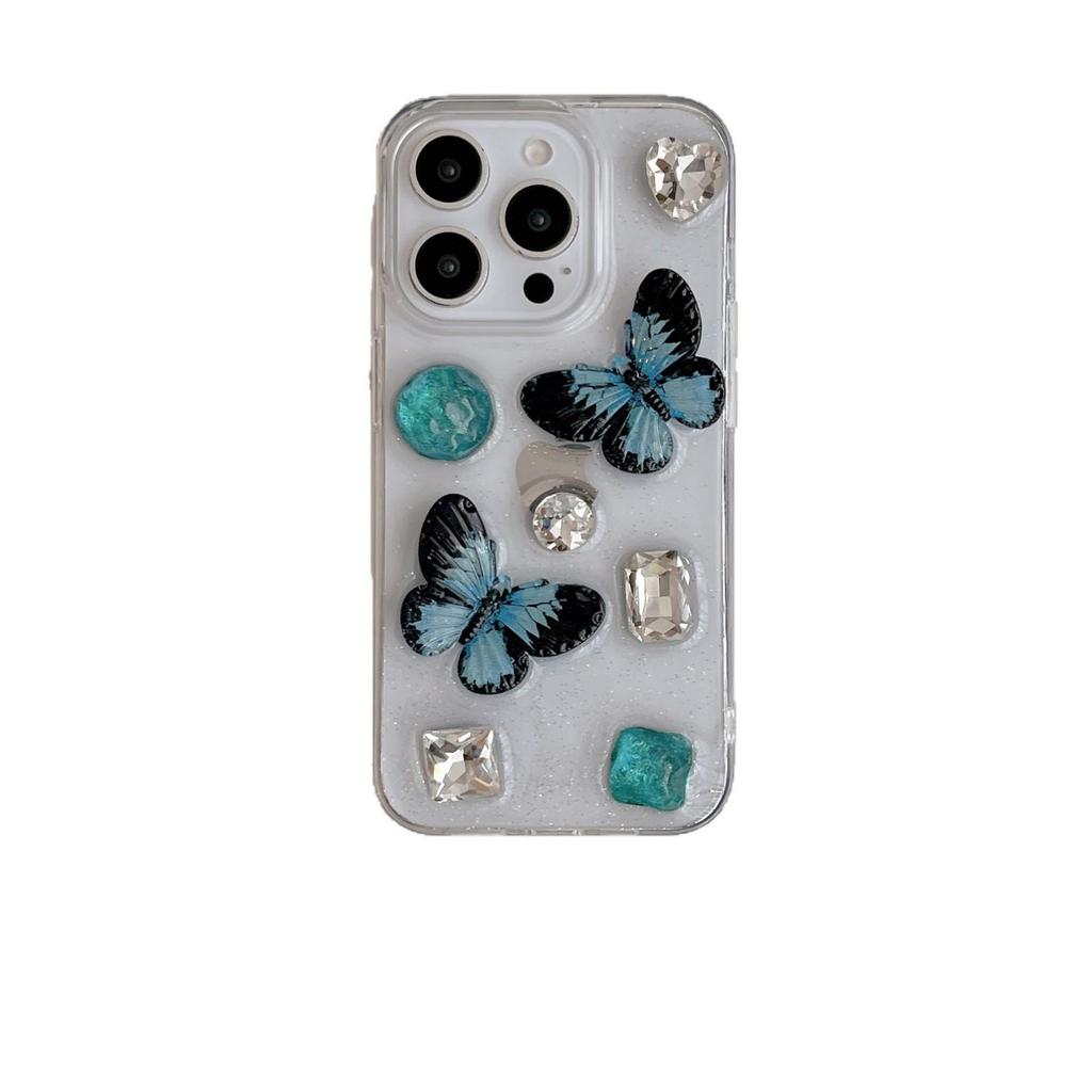 3D Butterfly iPhone Case: Compatible with Apple iPhone 13, 14, 15, 16, and 17 Pro Max - New Epoxy Transparent Design