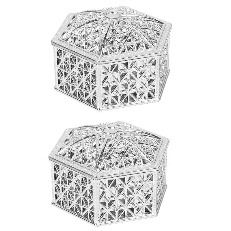 2pcs Mini Treasure Jewelry Storage Box Hollow Gold Foil Candy Gift Treat Boxes Wedding Birthday Party Favors Souvenir Home Decor