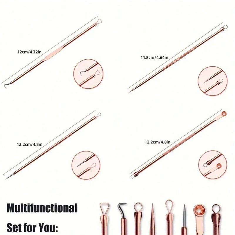 4PCS/set Stainless Steel Rose Gold Acne Needle Double Headed Acne Needle Blackhead Removal and Squeezing Tool
