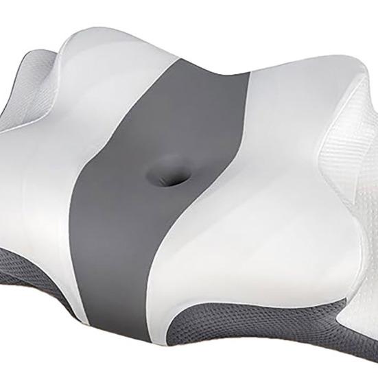 Orthopedic Contour Neck Pillow Ergonomic Memory Foam Sleeping Pillow Breathable Neck Support Pillow with Center Hole for Pain Relief Side Back or