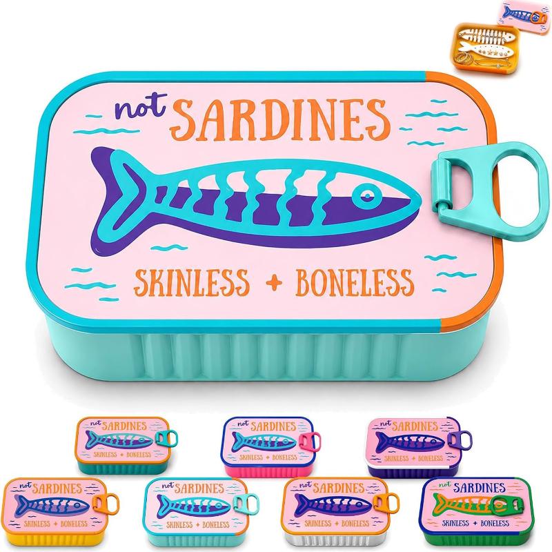 Sardine Tin Jewelry Box 3D Printed Necklace Earring Storage Box Easy Open Lids For Crafts & Packaging Storage