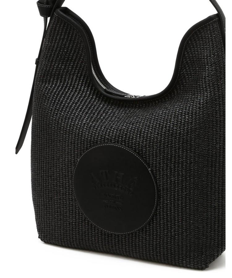 Athe Vanessabruno [Ecole] Black Ecole Raffia Shoulder Bag Aaba6E822Bk