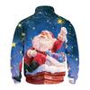 Bluză casual pentru bărbați cu fermoar scurt și guler ridicat, cu imprimeu de Crăciun, pentru purtare festivă
