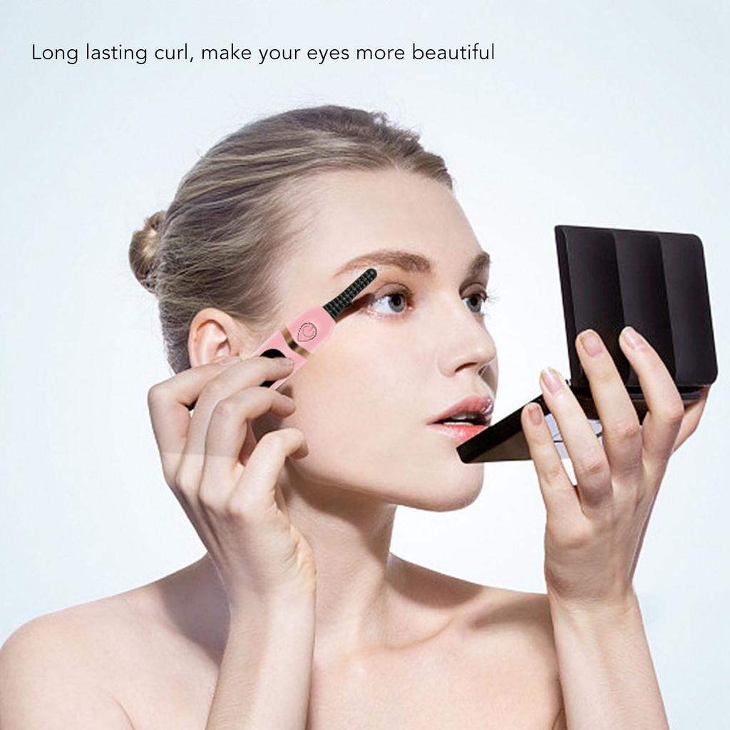 Heated Eyelash Curler Long Lasting Curl Tool USB Rechargeable 3 Temperature Adjustable LED Digital Display for Women