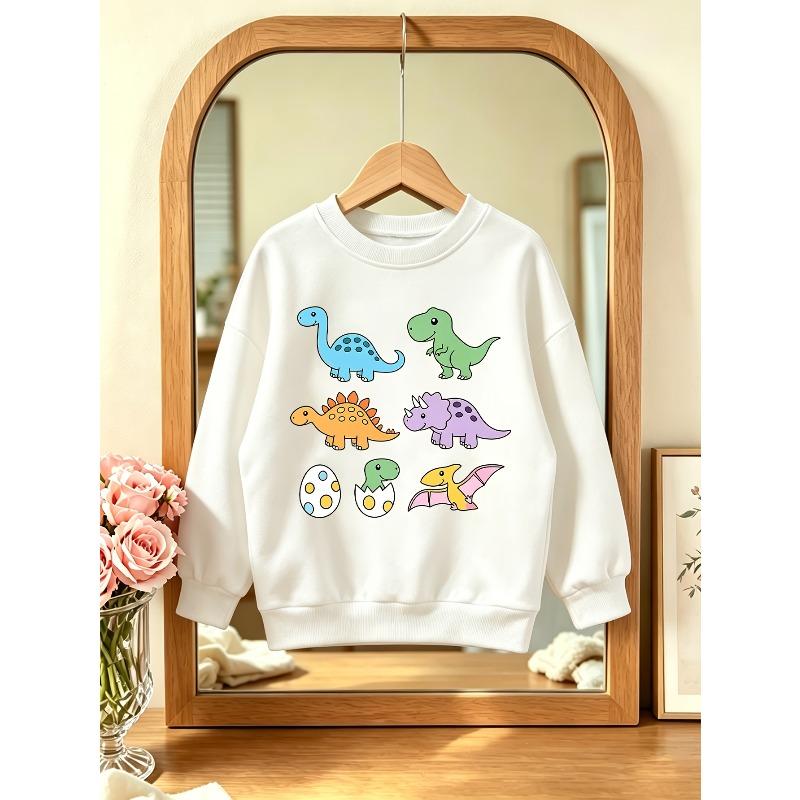 1pc Colorful Cartoon Dinosaurs: A Prehistoric Adventure Boys' Crewneck Sweatshirt,