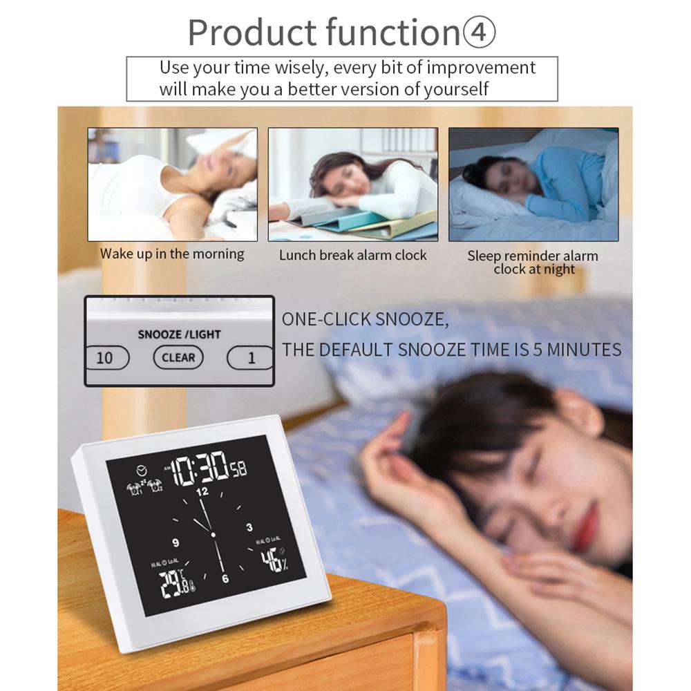 Digital Clock Temperature and Humidity Display Waterproof Wall Clock Indoor Thermometer with LCD