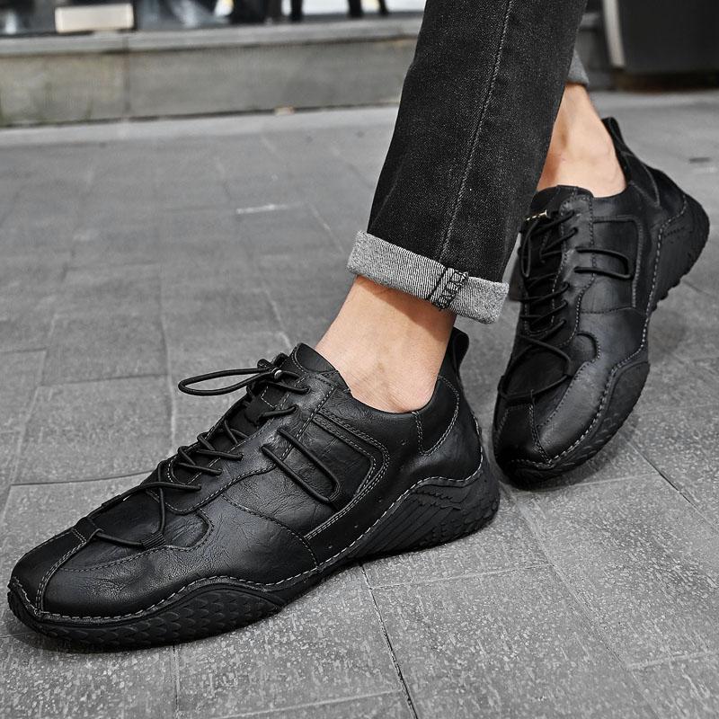 Fashion Shoes Men Leather High Quality Handmade Leather Shoes Men Lace Up Work Comfortable Casual Shoes Loafers Men Zapato De Hombre