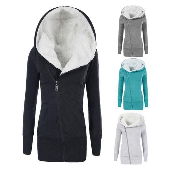 Płaszcz damski Solid Color Fleece Ciepła kurtka zimowa na co dzień na zewnątrz