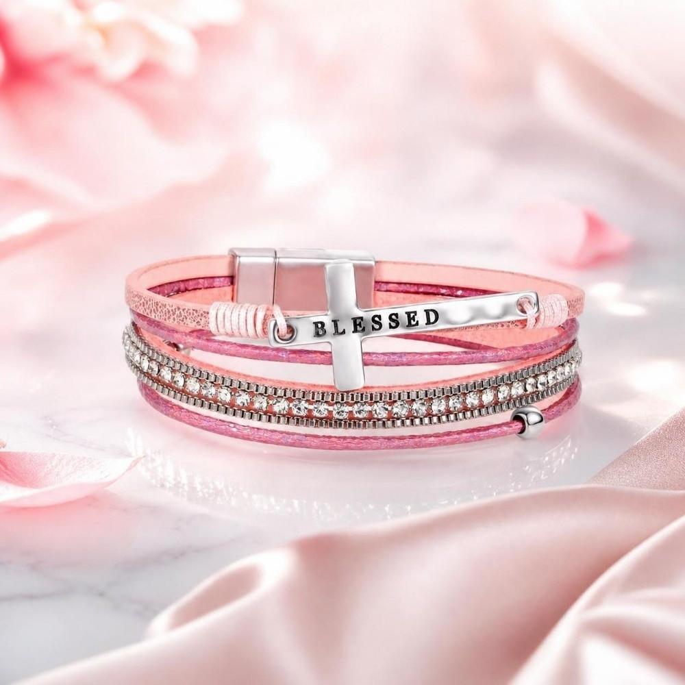 Crystal Magnet Wrap Bracelets Beaded Woven Leather Bracelets Friendship Jewelry