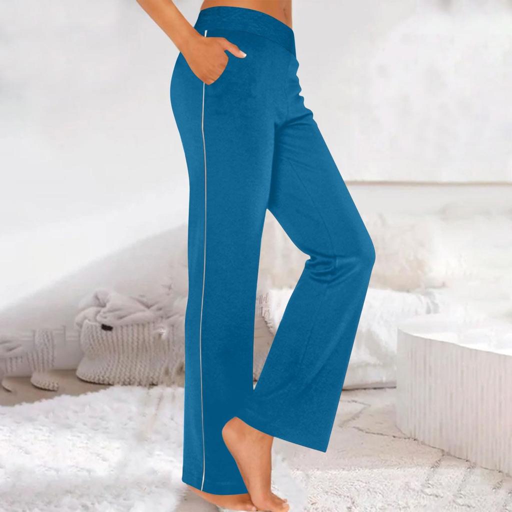 Women's Yoga Pants Casual High Waisted Elastic Solid Color Work Pants With Pockets