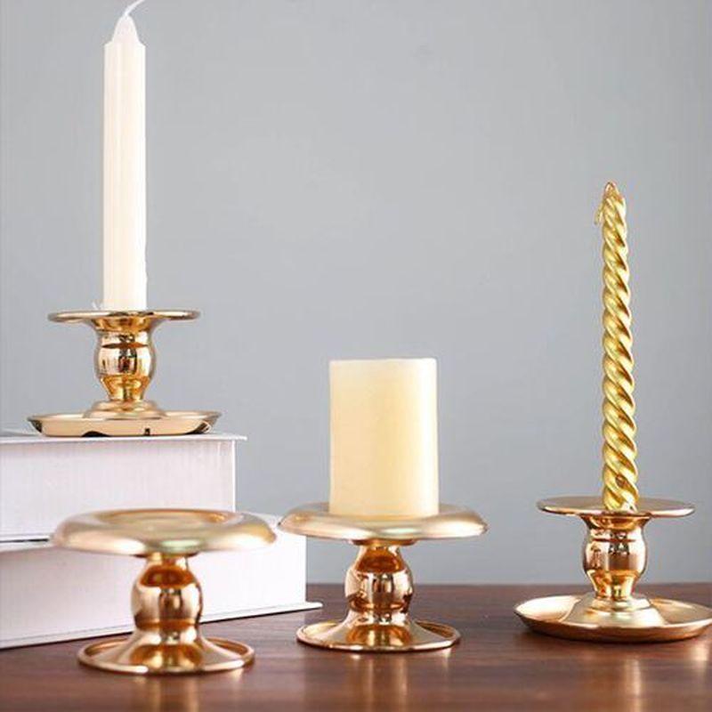 Gold Wrought Iron Christmas Candlestick European Romantic Candlestick Candle Cup Tray Family Wedding Party Decoration