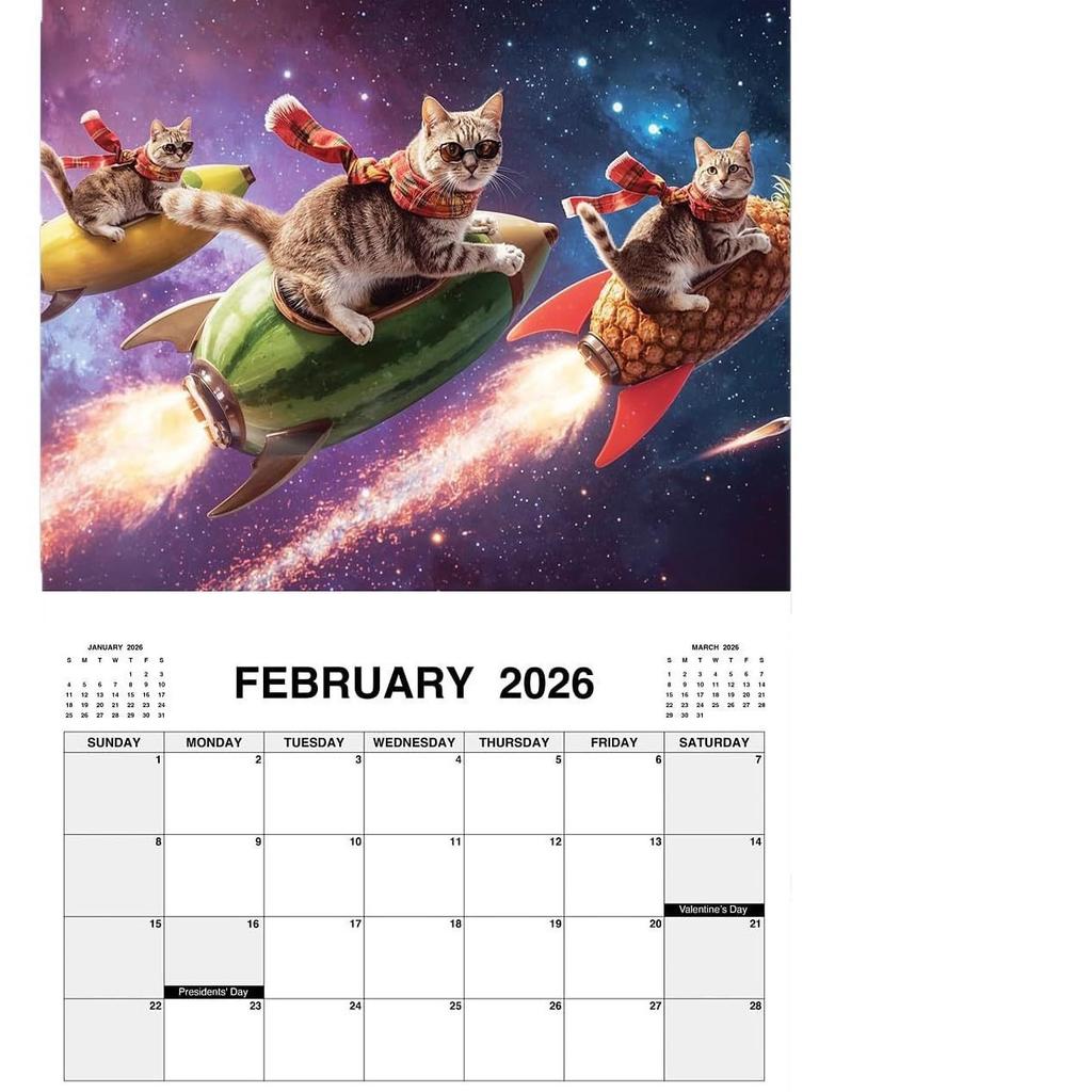 2026 Abstrakter Magischer Katzenkalender Süßes Kätzchen Schreibtischkalender Perfekt für Heim- oder Bürodekoration oder Geschenk
