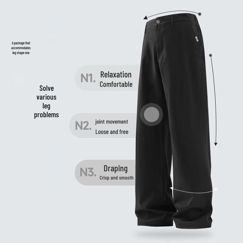 Fingercroxx Men's Washed Cotton Straight-Leg Casual Pants