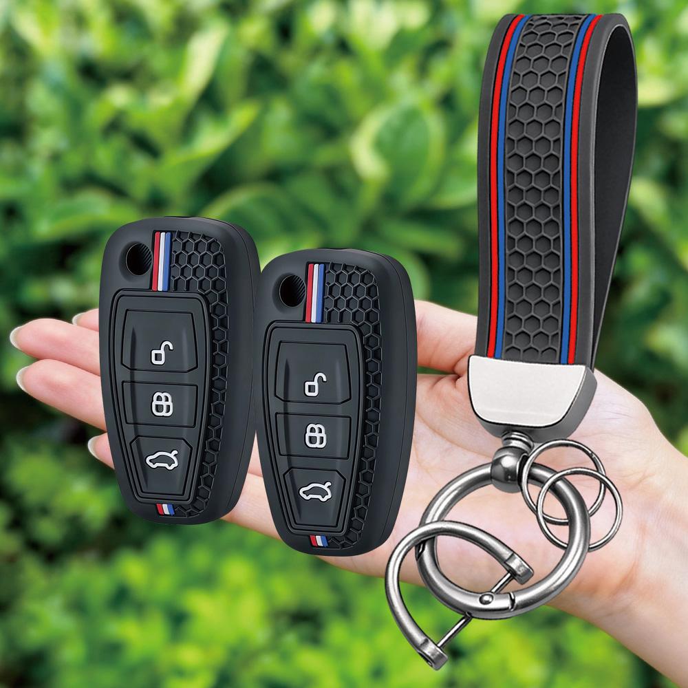 New Style Keychain Silicone Car Remote Key Fob Cover For Ford Ranger C-Max S-Max Focus MK3 Galaxy Mondeo Transit Tourneo Custom