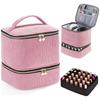 Double-Layer Corduroy 30-Grid Nail Polish Bag, Large Capacity, Fashionable Multi-functional Makeup & Nail Art Handbag, Portable Storage