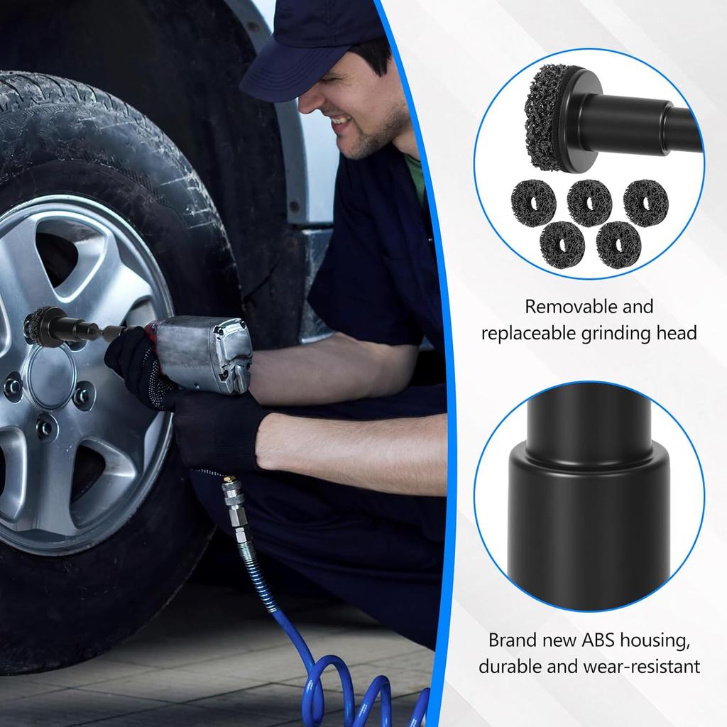 Eascor Radnaben-Reinigungswerkzeug, Radnaben-Aufbereitungs-Kit, Radbolzenreiniger, Schnelle Rostentfernung für Radbolzen und Bremsscheiben, Passend für 1/2-Zoll-Schraubenschlüssel Oder