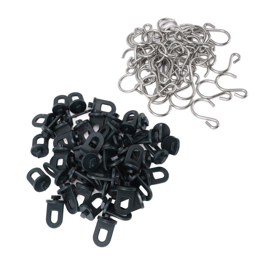 50 Pieces Plastic Roller Clips S Hook Stainless Steel Greenhouse Hook for Plant Pots, 50 Clips and 50 Hooks for Gardening and Planting