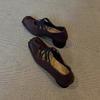 Spot Second Hair! Retro Niche Cross-strap Single Shoes Pleated Leather Square Head Pig Nose Shallow Mouth Ballet Shoes