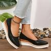 Women's Platform Heels Autumn 2024 Comfortable Wedge Pointed Toe Loafers Shoes for Women Fashion Sequins Shallow Pumps Plus Size