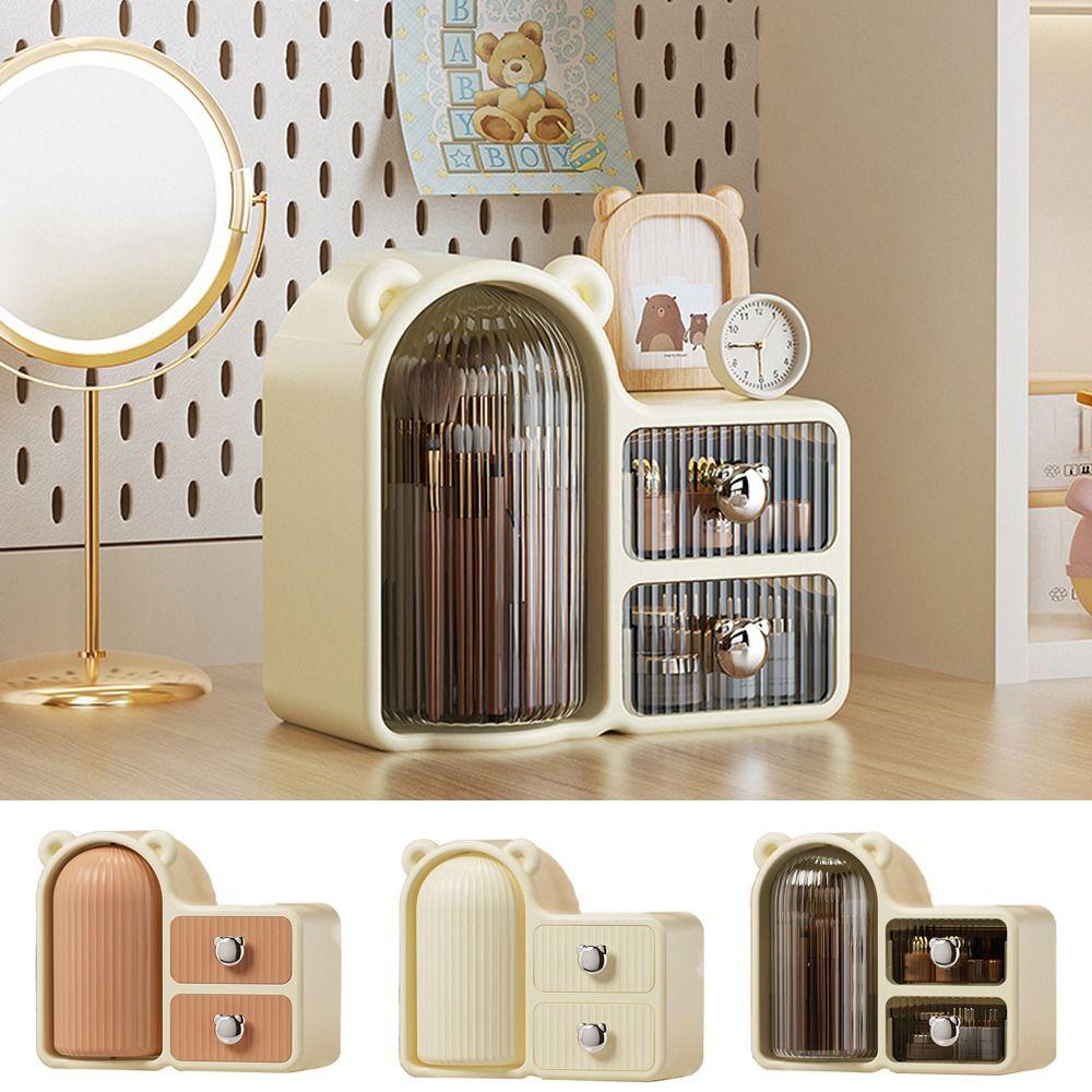 

Dustproof Makeup Brushes Organizer Plastic Lipstick Eyeliner Stand Box Desktop