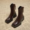 Fashion Autumn Winter Vintage Thick Heel Women Knee High Boots Fashion Square Toe Stripper Party Shoes Zapatos De Mujes