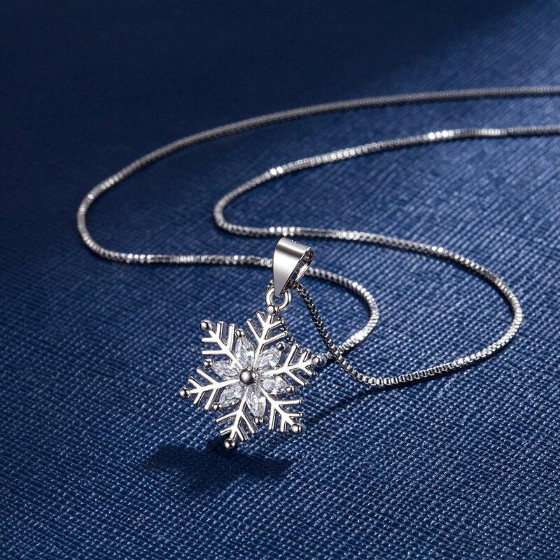 ANENJERY Oslnivý zirkonový náhrdelník sněhové vločky Náušnice Sada šperků pro ženy Elegantní šperky k výročí svatby Vánoční dárek