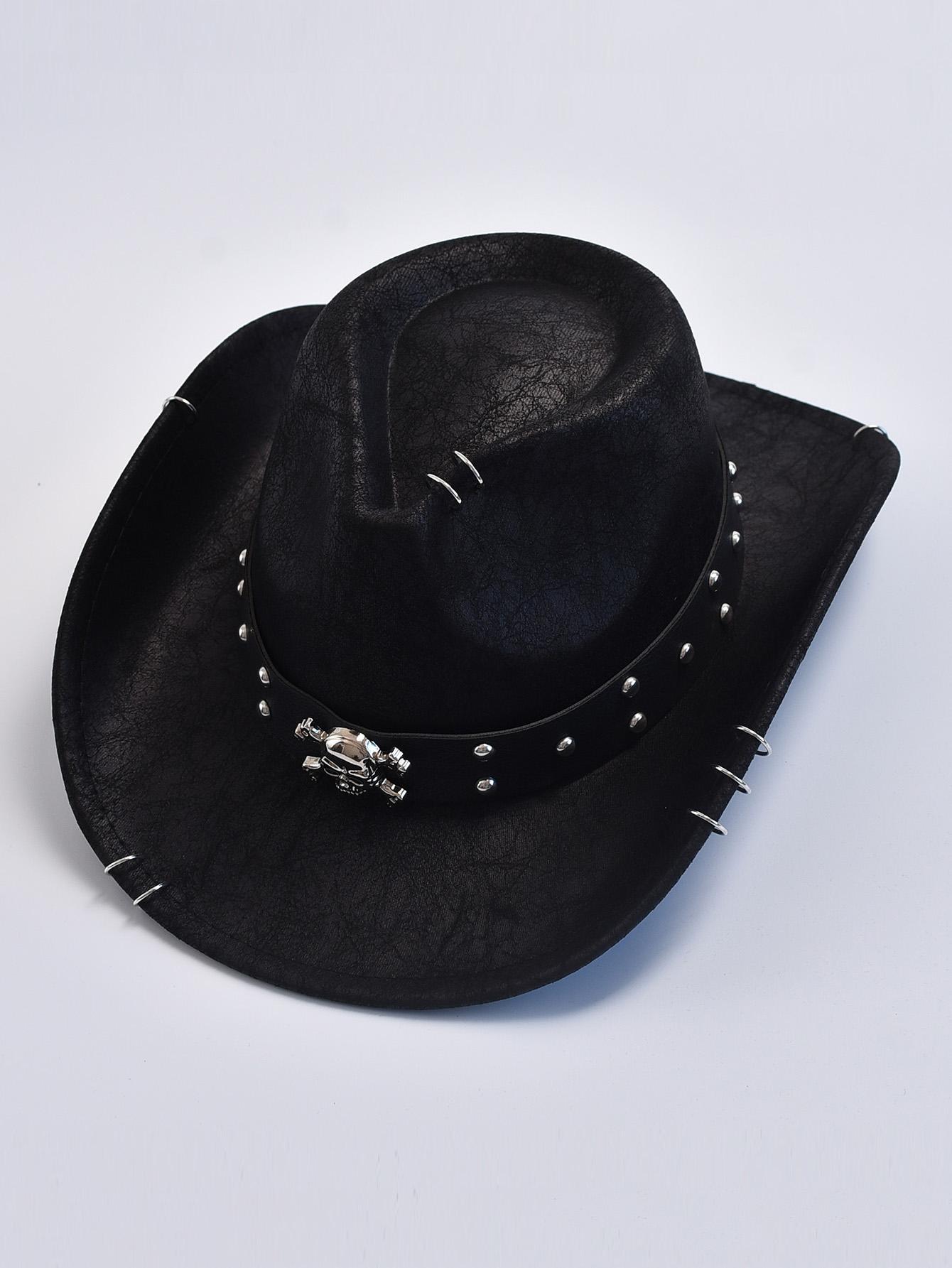 

Искусственная кожа винтажная ковбойская шляпа для мужчин джентльмен джаз шляпы панама ковбойская шляпа сомбреро хомбре One Size чёрный