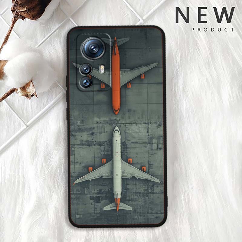 Fashion airplane pattern Phone Case For Xiaomi Mi 15 14 13 13T 12 12T 12S 11 11i 11T Pro Ultra Lite 5G Black Soft