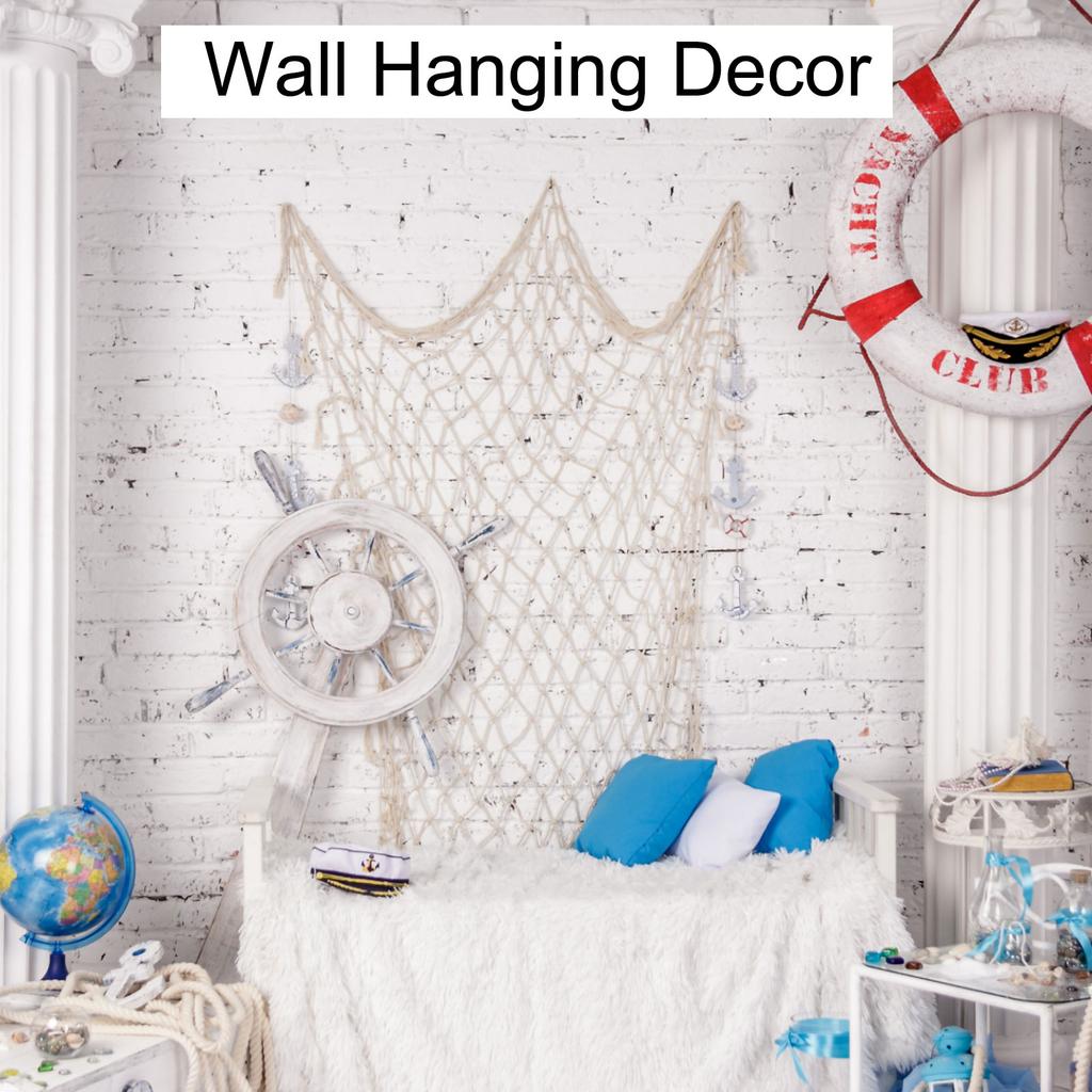 2pcs Fishing Net Wall Wall Photo Hanging Cotton Fish Net Ornament Studio Prop Room Home Decoration Stickers Themed Party 80x40"