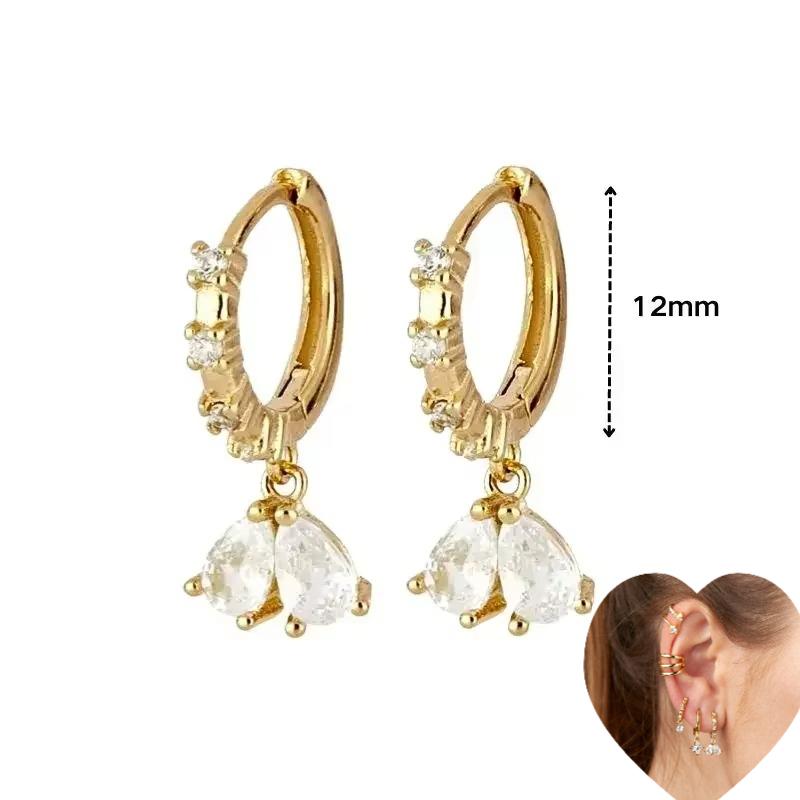 925 Silver Ear Needle White Zircon Butterfly/Water Drop Hoop Earrings Drop Earrings For Women Fashion Wedding Jewelry