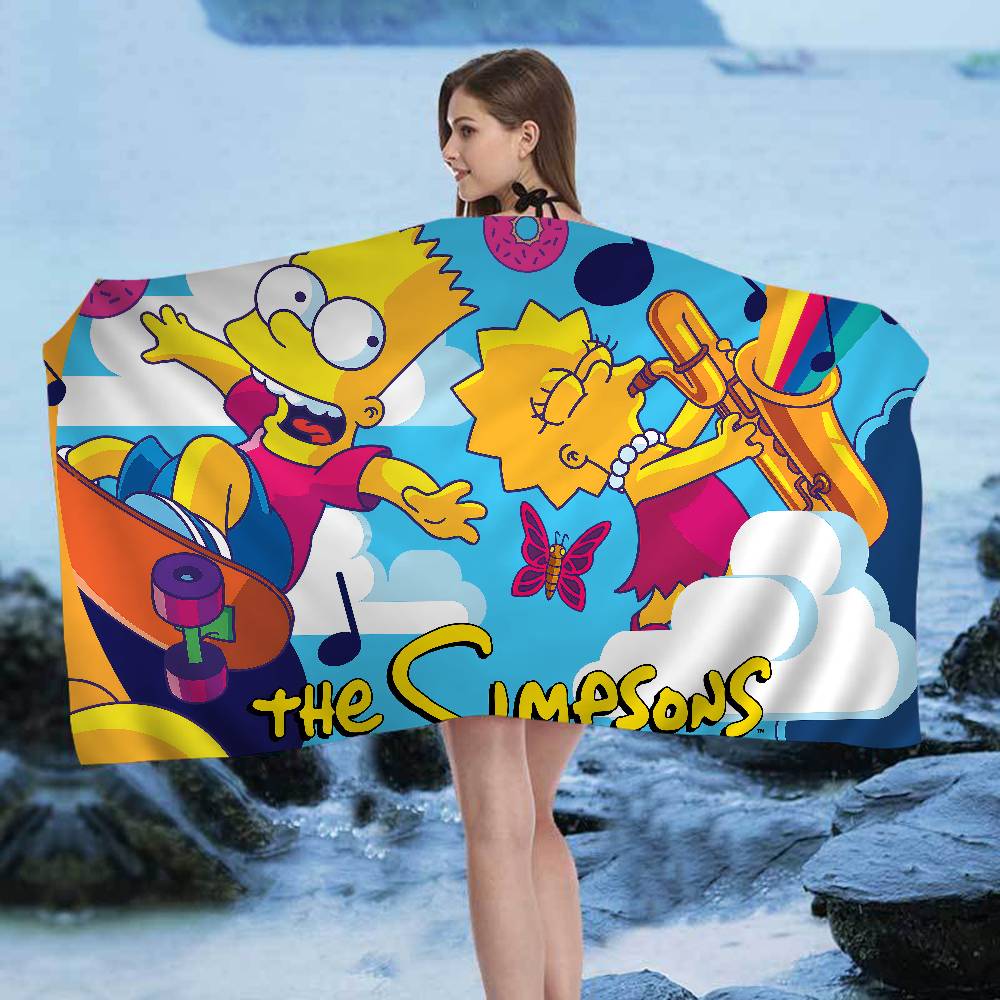 Cartoon The S-Simpsons Bath Towel Microfiber Soft Water Absorbing Breathable For Girl Kids Decorative Cartoon Beach Towel
