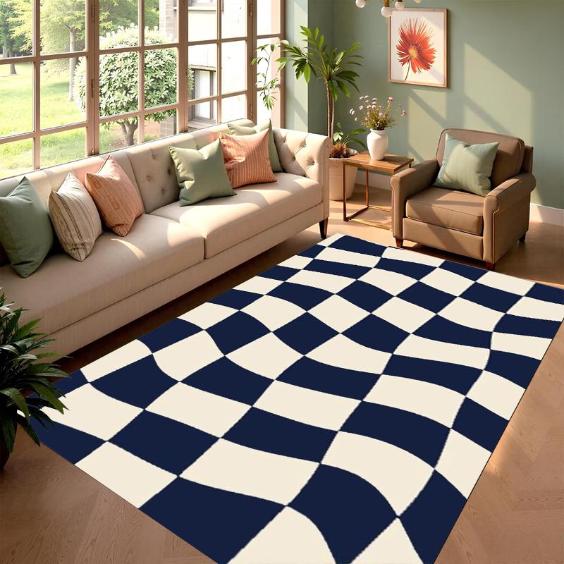 Twisted Checkerboard Floor Mat Red Brown Green Checkered Printed Bedroom Doormat Living Room Kitchen Entrance Decoration Rug 40X60cm