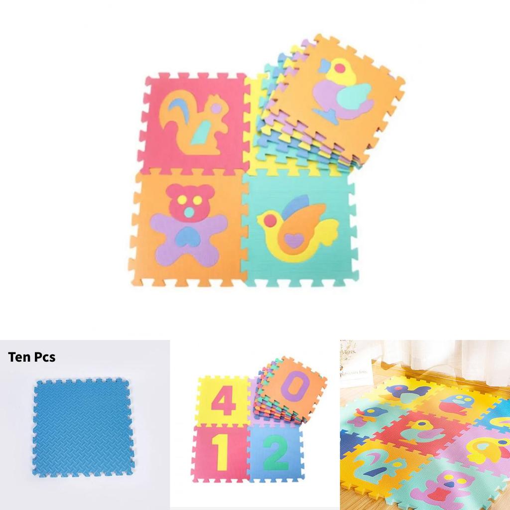 Foam Baby Crawling Mat With Cartoon Puzzle Blocks For Toddler Playroom