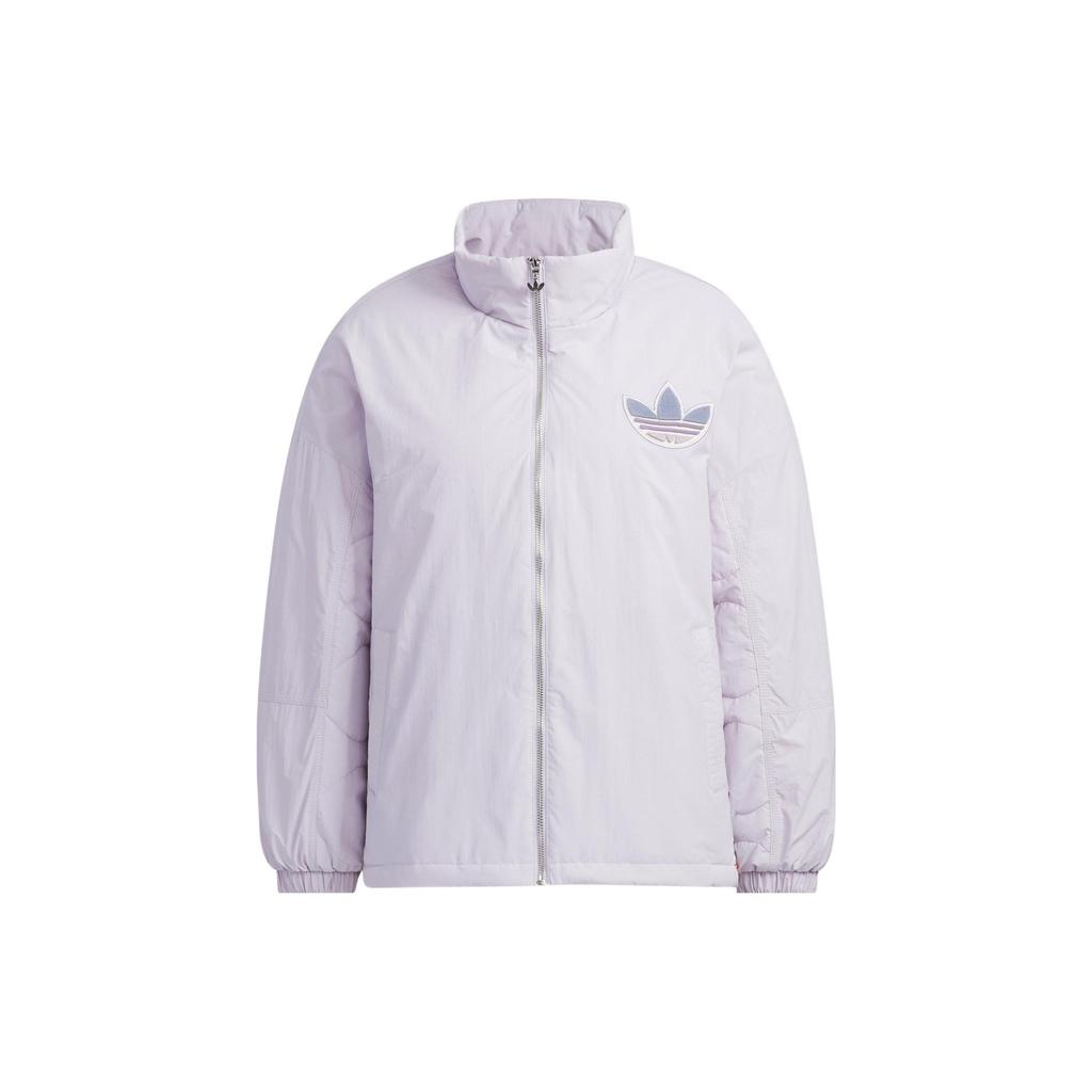 Adidas Originals Miffy Collaboration Series Solid Color Logo Pattern Stand Collar Sports Cotton Jacket Women Jacket Pink White IM1701