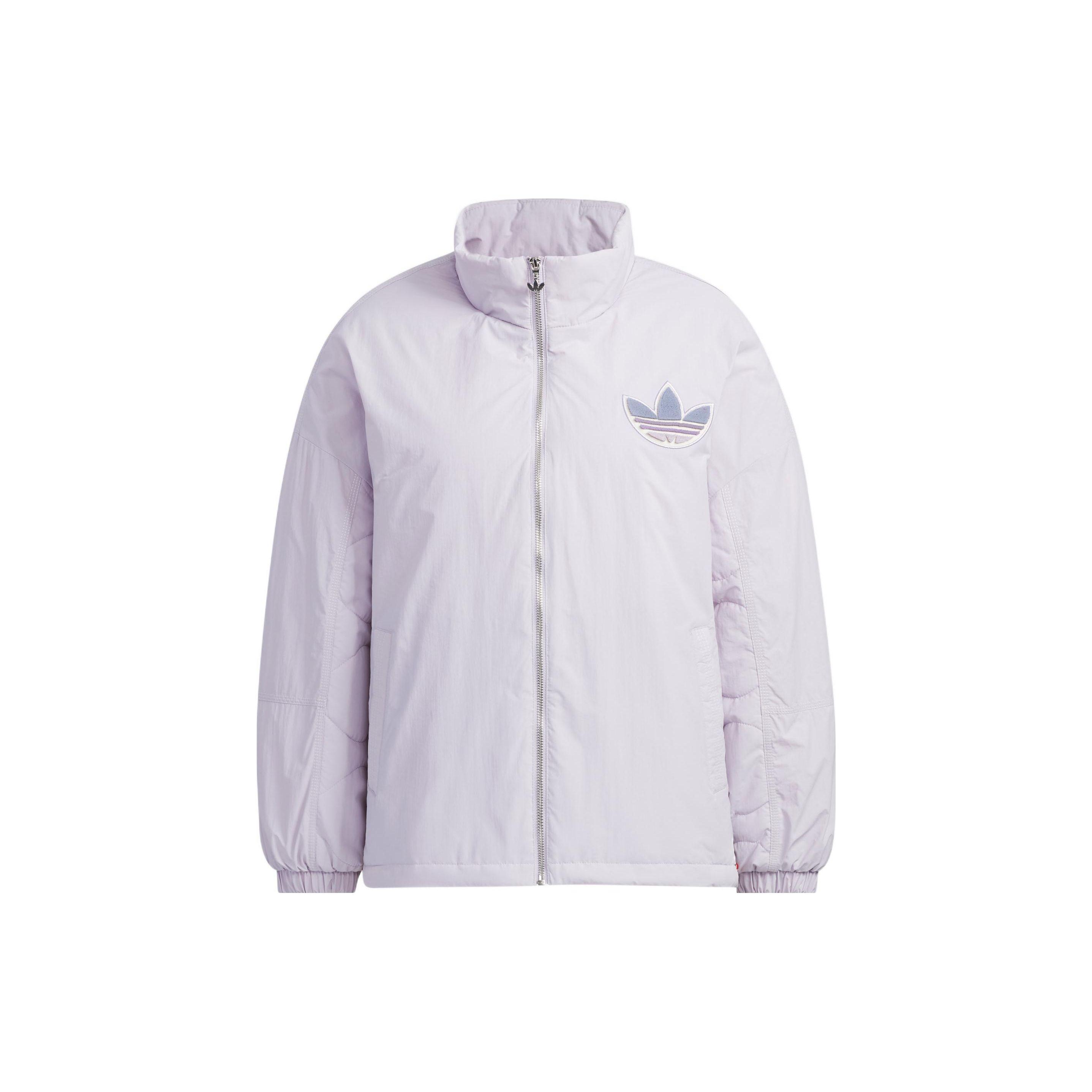Adidas Originals Miffy Collaboration Series Solid Color Logo Pattern Stand Collar Sports Cotton Jacket Women Jacket Pink White IM1701 XXS
