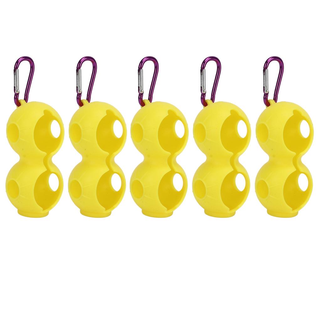 5Pcs Golf Ball Silicone Double Case Cover Portable Golf Ball Protective Holder Cover Yellow