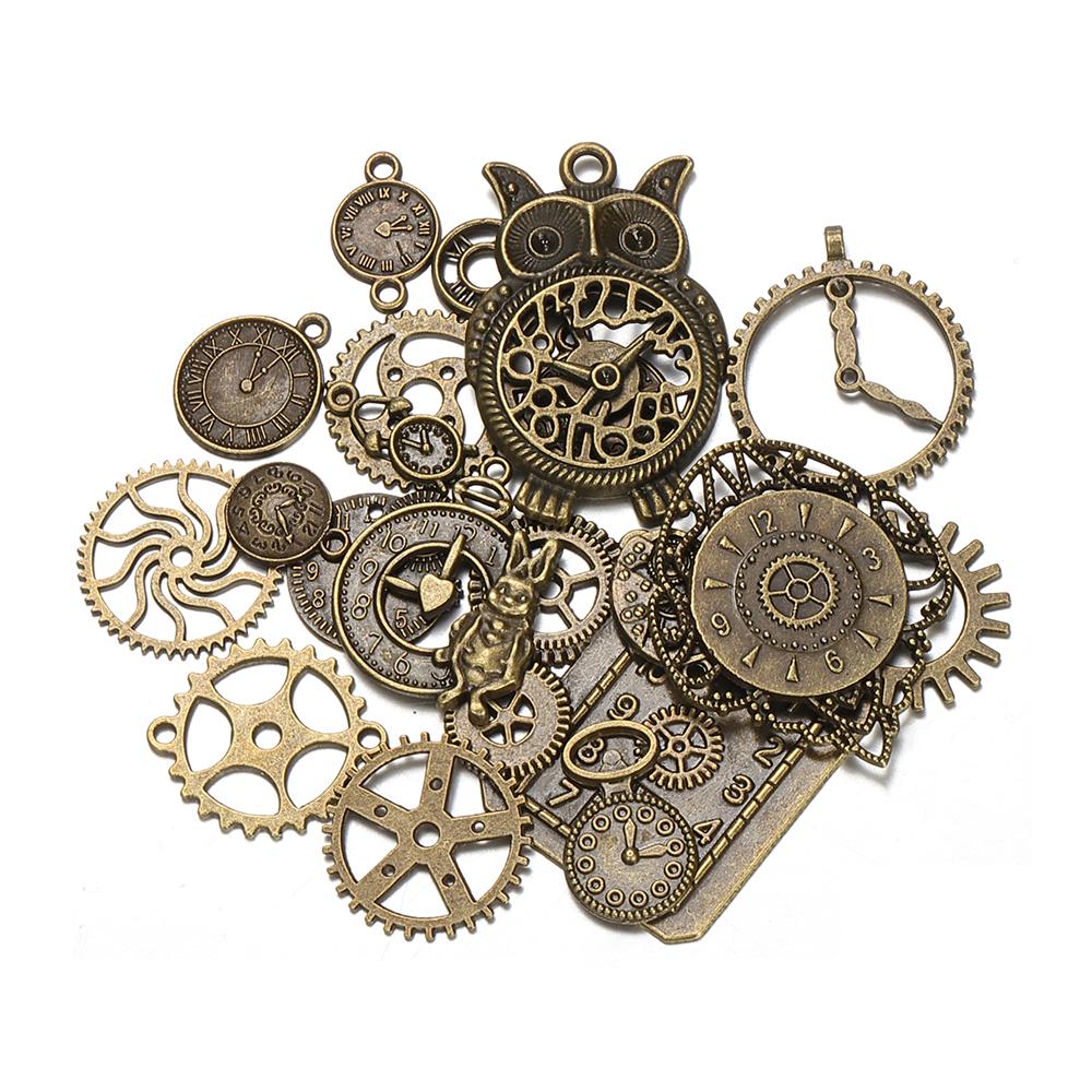 

50g 100g Mixed Charms Pendants Zinc Alloy Clock Bell Vintage Antique Bronze for Bracelets Necklace DIY Jewelry Making Handmade Weight 50g античный бронзовый