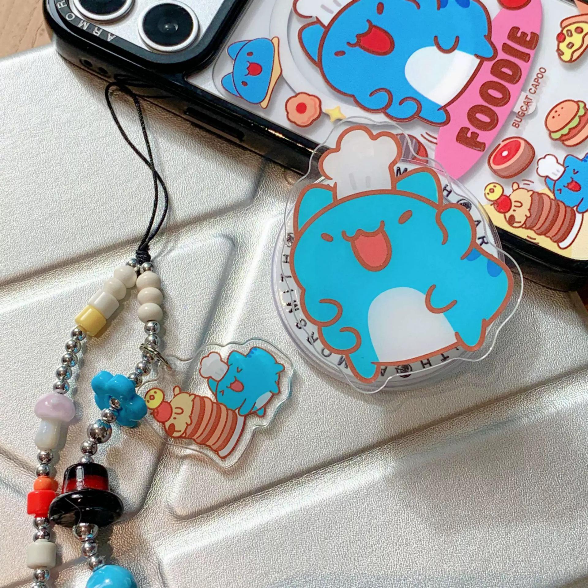 Cartoon Chef Cat MagSafe Magnetic Bracket: Strong Adsorption Retractable Desktop Stand Airbag Magnetic Stand [OPP Bag]